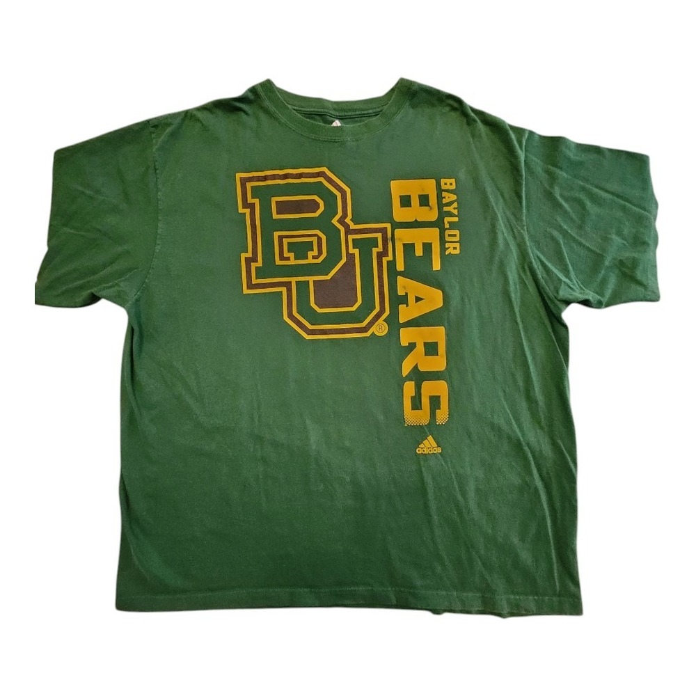 Adidas Baylor Bears Distressed Graphic‎ T-Shirt Tee Men's 2XL Green Yellow NCAA